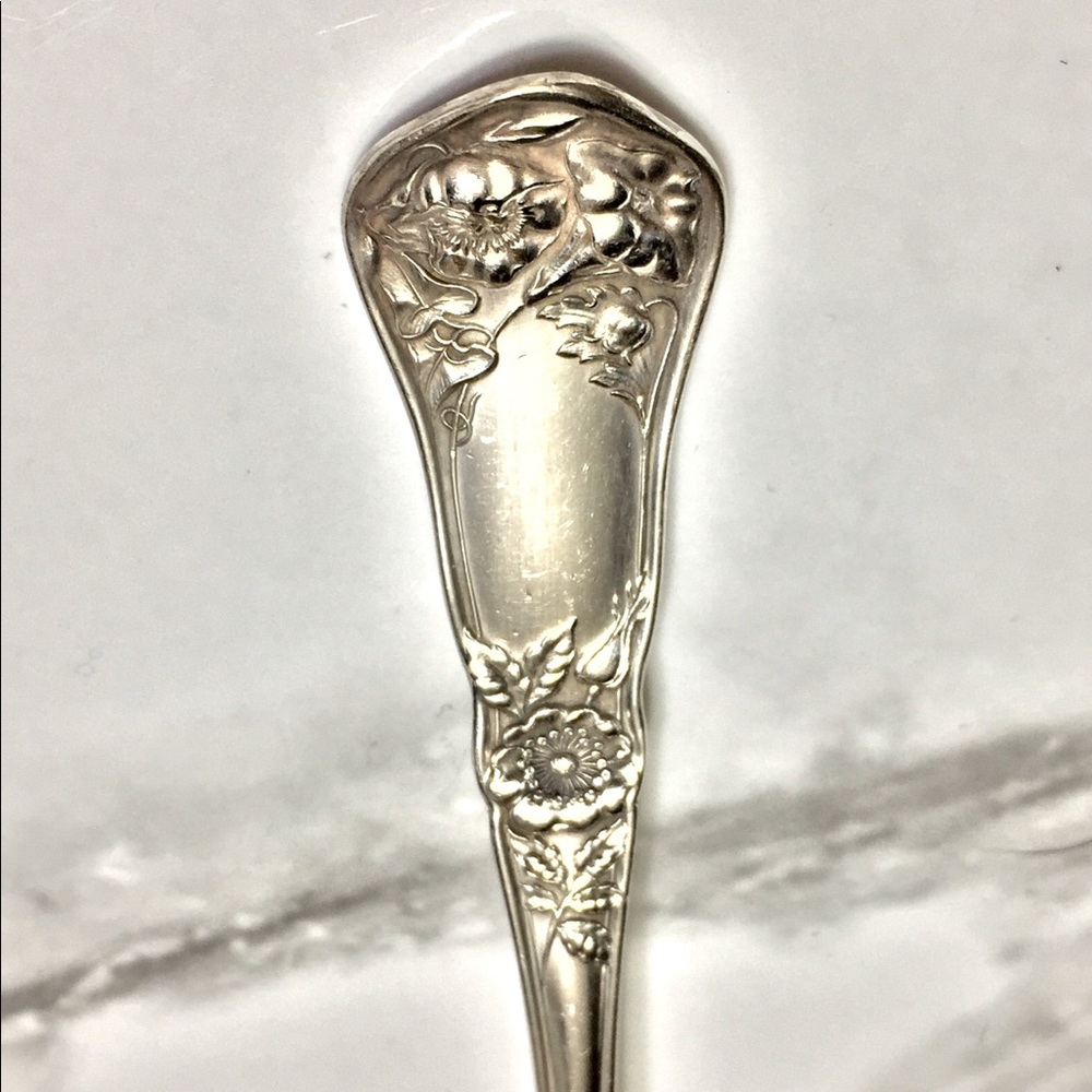 Sterling Silver Plate Spoon Ring Vintage Floral - Picture 2 of 8